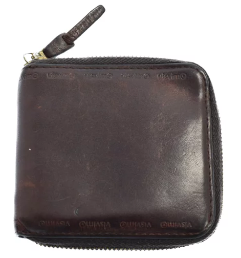 Visvim Veggie Leather Bi-Fold Zip Wallet Dark Brown