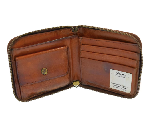 Visvim Veggie Leather Bi-Fold Zip Wallet Brown