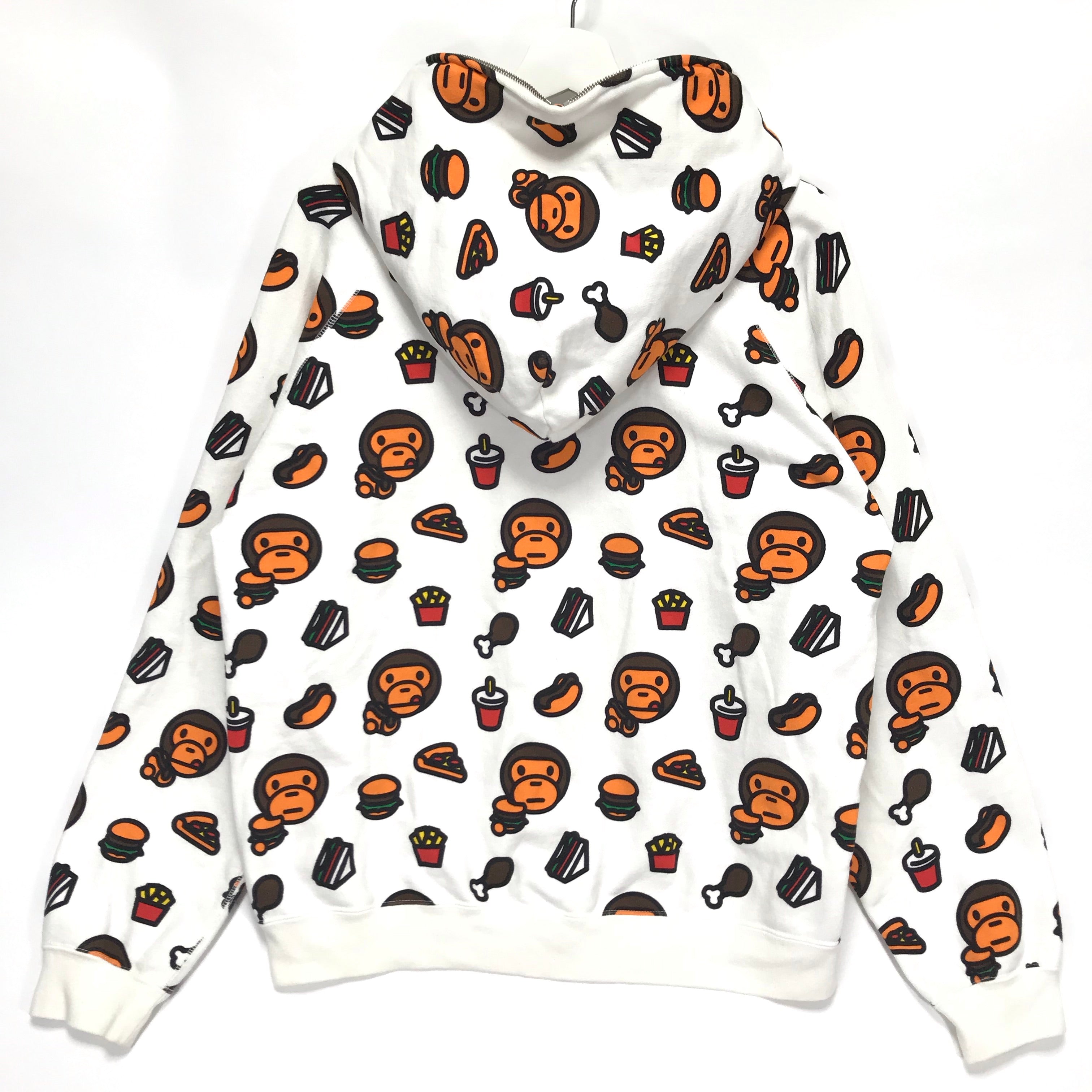 M] A Bathing Ape Bape Baby Milo Junk Food Full Zip Hoodie White