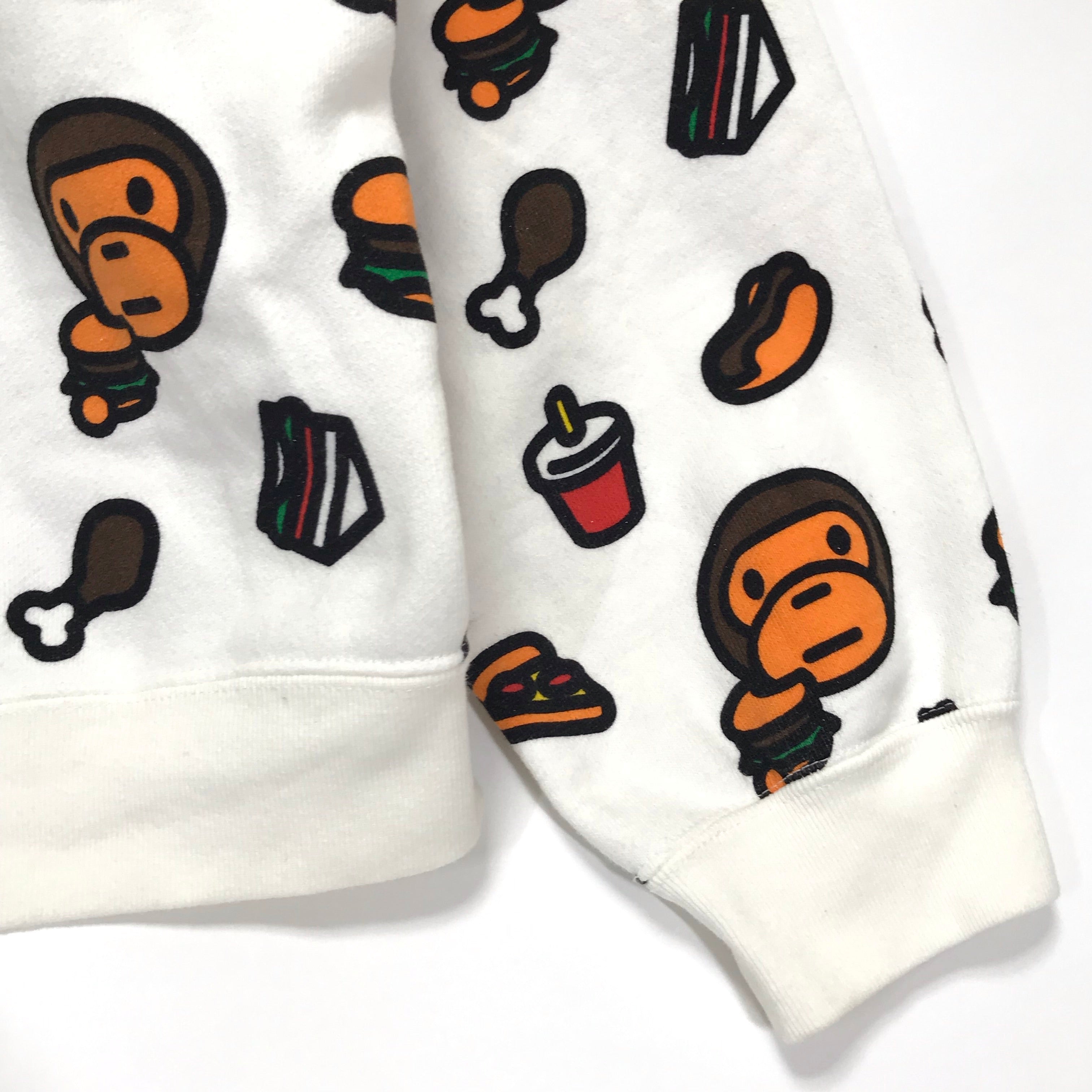 M] A Bathing Ape Bape Baby Milo Junk Food Full Zip Hoodie White