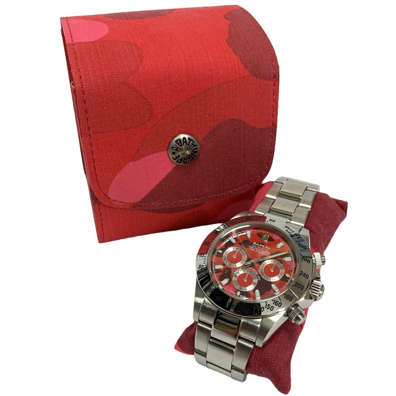 A Bathing Ape Bape Camo Type 3 Daytona Automatic Bapex Watch Red