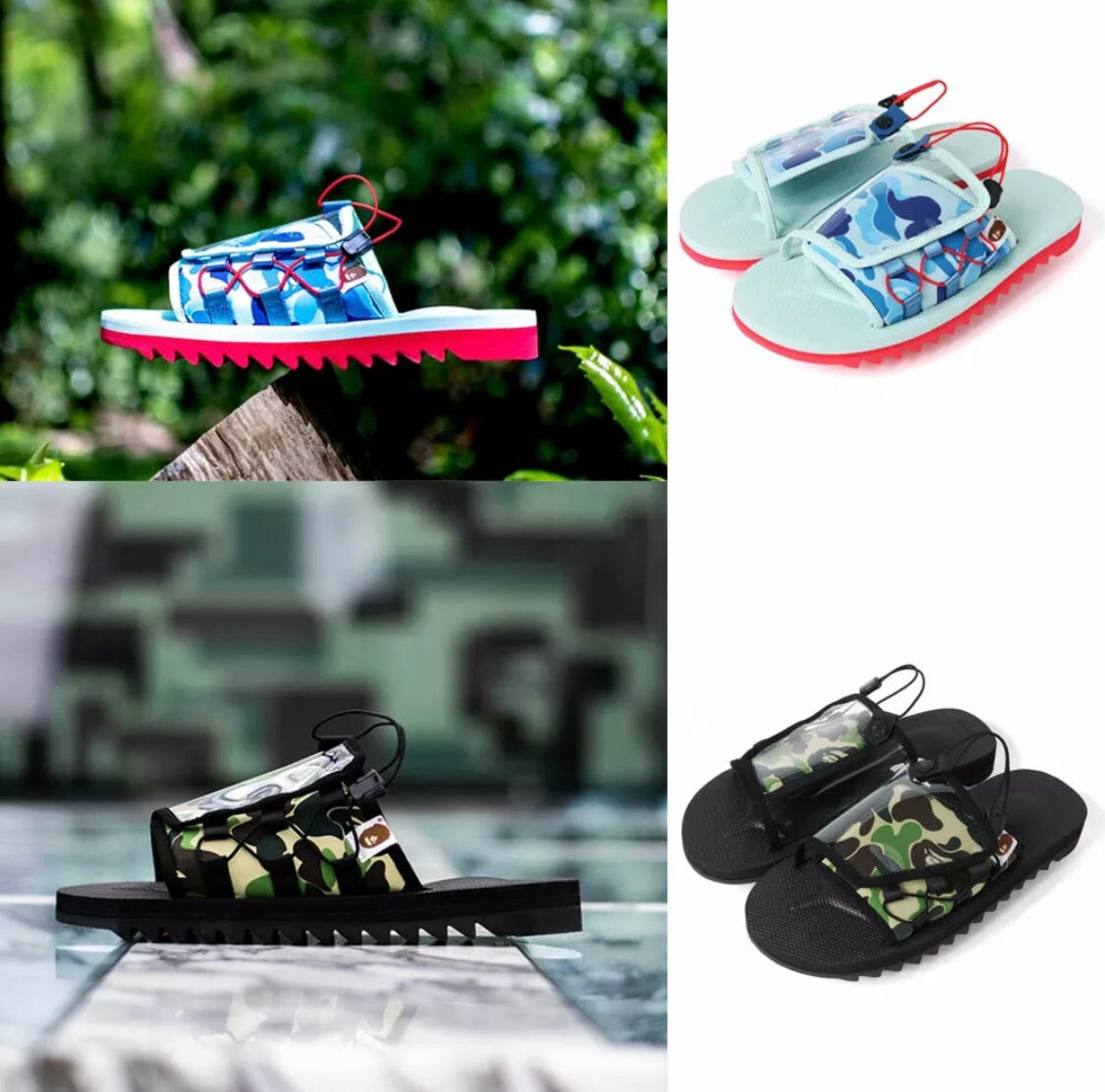 [8] DS! A BATHING APE BAPE x SUICOKE DAO ABC CAMO SANDALS BLACK OR BLUE